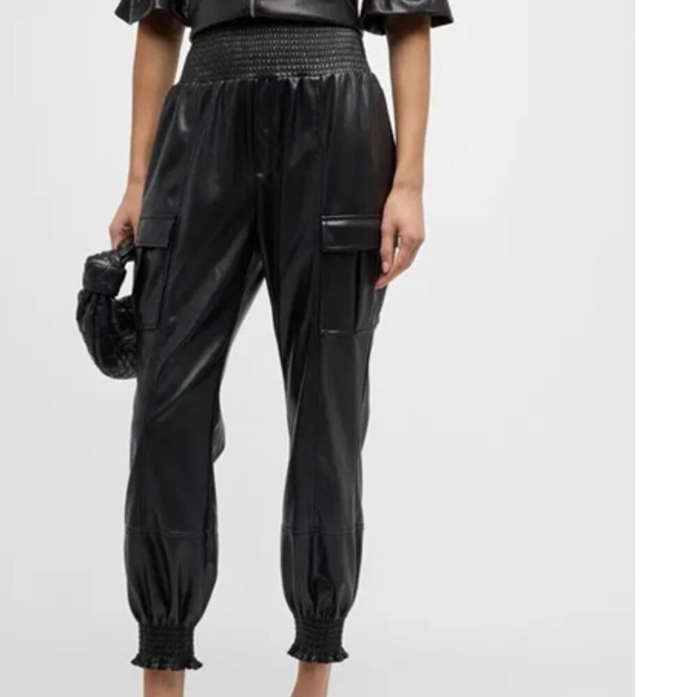 cinq a sept Vegan Leather Jenning Pant Small Black